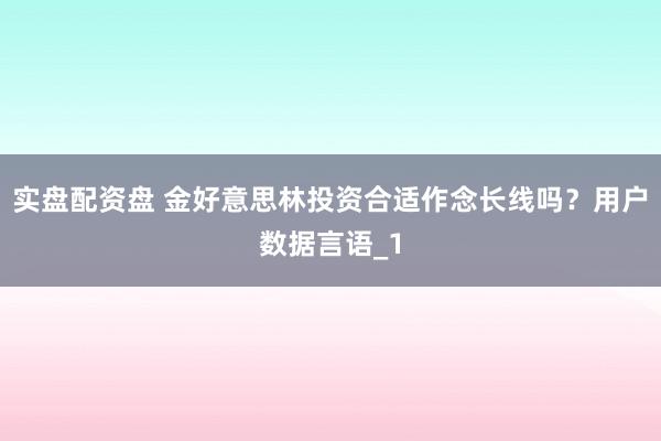 实盘配资盘 金好意思林投资合适作念长线吗？用户数据言语_1