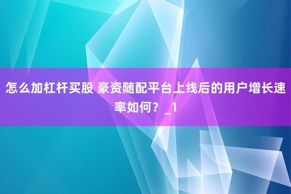 怎么加杠杆买股 豪资随配平台上线后的用户增长速率如何？_1